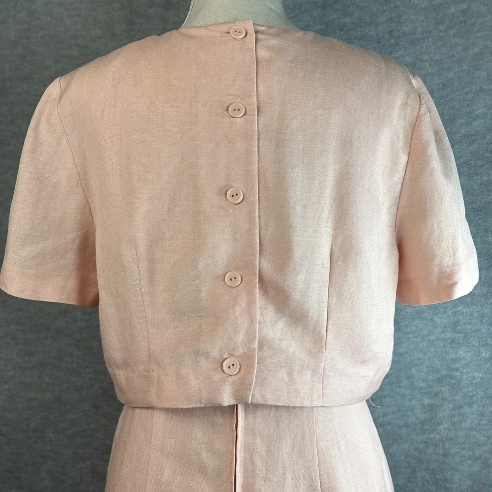 Vintage‎ Plaza South Petites Dress Set Size 10 Peach Linen Rayon Soutache 90s